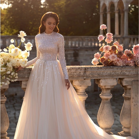 Sparkling Ivory Bianca Gown by Ria Tener - Picture 1 of 6